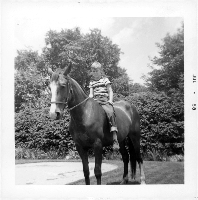 John Blackburn on a horse as a kid in July, 1958